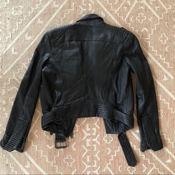 Zara Classic Black Leather Biker Jacket - Picture 3 of 8